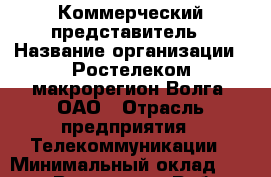 Коммерческий представитель › Название организации ­ Ростелеком макрорегион Волга, ОАО › Отрасль предприятия ­ Телекоммуникации › Минимальный оклад ­ 15 000 - Все города Работа » Вакансии   . Мордовия респ.